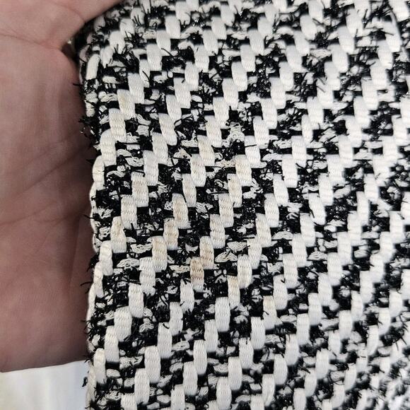 Ann Taylor Black White Silver Striped Tweed Round Neck Lined Dress Coat Medium - Picture 11 of 11